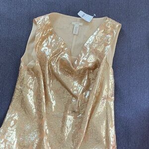 J. Crew Metallic Gold V-Neck Blouse